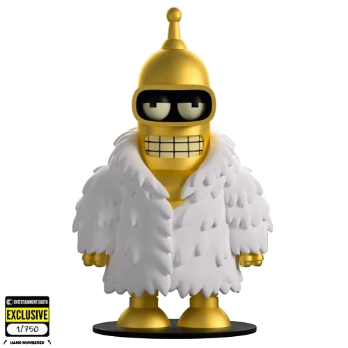 (IN STOCK) Futurama Collection Bender the Offender Gold Chrome Version Vinyl Figure - Entertainment Earth Exclusive