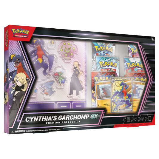 Pokémon TCG: Cynthia’s Garchomp ex Premium Collection PRE ORDER RELEASE DATE Jun 13, 2025 LIMIT 1 PER HOUSEHOLD